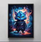 Quadro Decorativo Animais Gato Ninja Infantil Moderno Decoração