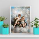 Quadro Decorativo Anjinhos Querubins 45x34cm - com vidro