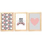 Quadro Decorativo Aqui Tem Amor Coração Cinza e Rosa Quarto