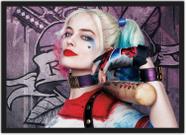 Quadro Decorativo Arlequina Super Herói Com Moldura