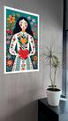 Quadro Decorativo Art Folk Mulher Flores Coração - 70x50cm Quadro Decorativo Art Folk Mulher Flores Coração - 70x50cm