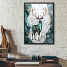 Quadro Decorativo Arte Cervo 24x18cm - com vidro