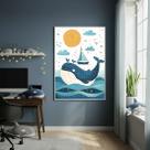 Quadro Decorativo Arte De Baleia 70x50cm Mold Branca