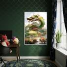 Quadro Decorativo Arte De Dragão Chinês 70x50cm Mold Preta Quadro Decorativo Arte De Dragão Chinês 70x50cm Mold Preta