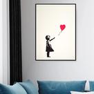 Quadro Decorativo Arte Menina Balão Coração - 70x50cm