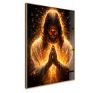 Quadro Decorativo Arte Religiosa Jesus Orando Luz Dourada Decoração Cristã Igreja com Vidro