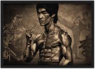 Quadro Decorativo Artes Marciais Bruce Lee Com Moldura