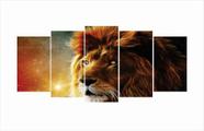 Quadro Decorativo Artesanal Leão Aurora Boreal 5 Peças Quadro Decorativo Artesanal Leão Aurora Boreal 5 Peças