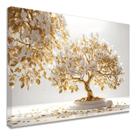 Quadro Decorativo Arvore Da Vida Fundo Ouro Luxo Tecido Canvas