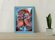 Quadro Decorativo Árvore de Outono C/ Moldura e Vidro 33x25