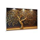 Quadro Decorativo Árvore Dourada, Impressões Premium Estilo Moderno Moldura Arte Abstrata Compostos Estilo Decoração Parede Ambientes