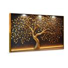 Quadro Decorativo Árvore Dourada, Impressões Premium Estilo Moderno Moldura Arte Abstrata Compostos Estilo Decoração Parede Ambientes