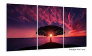 Quadro Decorativo Arvore Por do Sol 3 peças 120x60 sala Quadro Decorativo Arvore Por do Sol 3 peças 120x60 sala