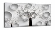 Quadro Decorativo Arvore Preto e Branco Estilo 3d em Tecido canvas 130x60
