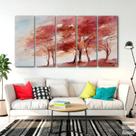 Quadro Decorativo Arvore Vermelha 5 peças 140x65 Quadro Decorativo Arvore Vermelha 5 peças 140x65
