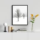 Quadro Decorativo Árvores Na Neve 33x24cm - com vidro