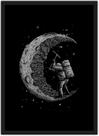 Quadro Decorativo Astronauta Lua Nerd Geek Decorações Com Moldura