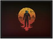 Quadro Decorativo Astronauta Lua Nerd Planetas Espaço Com Moldura Salas Quartos