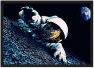 Quadro Decorativo Astronauta Lua Planetas Espaço Moldura Salas Quartos