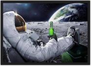 Quadro Decorativo Astronauta Lua Universo Salas Quartos Decorações Com Moldura