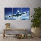 Quadro Decorativo Avião Aviação Céu Em Tecido 3 Peças 1Resul