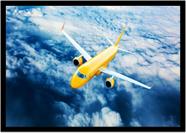 Quadro Decorativo Avião Boeing 747 Amarelo Aeronave Escritório Salas Quartos Com Moldura RC008
