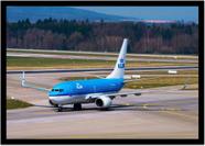 Quadro Decorativo Avião Boeing 747 Azul Aeronave Escritório Salas Quartos Com Moldura RC007