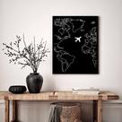 Quadro Decorativo Avião Sobre Mapa - 70x50cm Quadro Decorativo Avião Sobre Mapa - 70x50cm