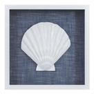 Quadro Decorativo Azul Concha Branca Alta Decoração Moldura