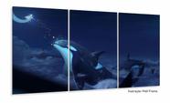 Quadro Decorativo Baleia 3 partes 120x60 em tecido