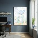 Quadro Decorativo Baleia E Amigos 70x50cm Mold Branca