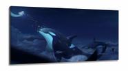 Quadro Decorativo Baleia em Tecido Canvas 130x60