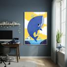 Quadro Decorativo Baleia Fora Do Oceano 70x50cm Mold Preta