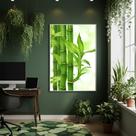 Quadro Decorativo Bambu Verde 70x50cm Mold Branca