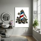 Quadro Decorativo Barbearia Vintage 70x50cm Mold Branca Quadro Decorativo Barbearia Vintage 70x50cm Mold Branca