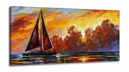 Quadro Decorativo Barco a Vela em Tecido Canvas 130x60 cm
