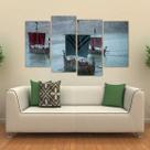 Quadro Decorativo Barco Da Série Vikings Sala Tecido 4 Peças