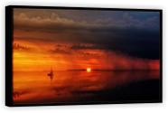 Quadro Decorativo Barco Horizonte Sol Paisagem Natureza Salas Tela Canvas Premium GG