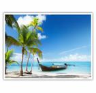 Quadro Decorativo Barco Praia Azul 90x60 para Sala Quarto
