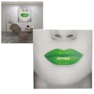 Quadro Decorativo Batom Verde Moldura 40x40 Boca Textura Decoraçao Quarto Sala Casa Recepçao Consultorio Enfeite