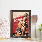 Quadro Decorativo Bebida Vintage Rum 22x32 Moldura Marrom