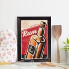 Quadro Decorativo Bebida Vintage Rum 33x43cm Moldura Preta