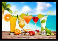 Quadro Decorativo Bebidas Drink Coquetel Taças Pub Bares Lanchonetes Com Moldura RC021