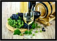 Quadro Decorativo Bebidas Vinho Adega Uvas Pub Bares Lanchonetes Com Moldura RC041