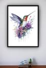 Quadro Decorativo Beija Flor Flores Lilás - 70x50cm Quadro Decorativo Beija Flor Flores Lilás - 70x50cm