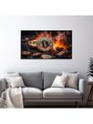 Quadro Decorativo Bitcoin Fogo Moderno Sala Quarto Escritorio