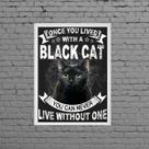 Quadro Decorativo Black Cat 45x34cm - com vidro