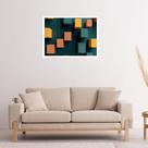 Quadro Decorativo Blocos Verde Amarelo Geométrico - 50x70cm