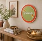 Quadro Decorativo Boho Flores Gratidão MDF Artesanal para Sala Quarto