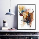 Quadro Decorativo Boi Aquarela 45x34cm